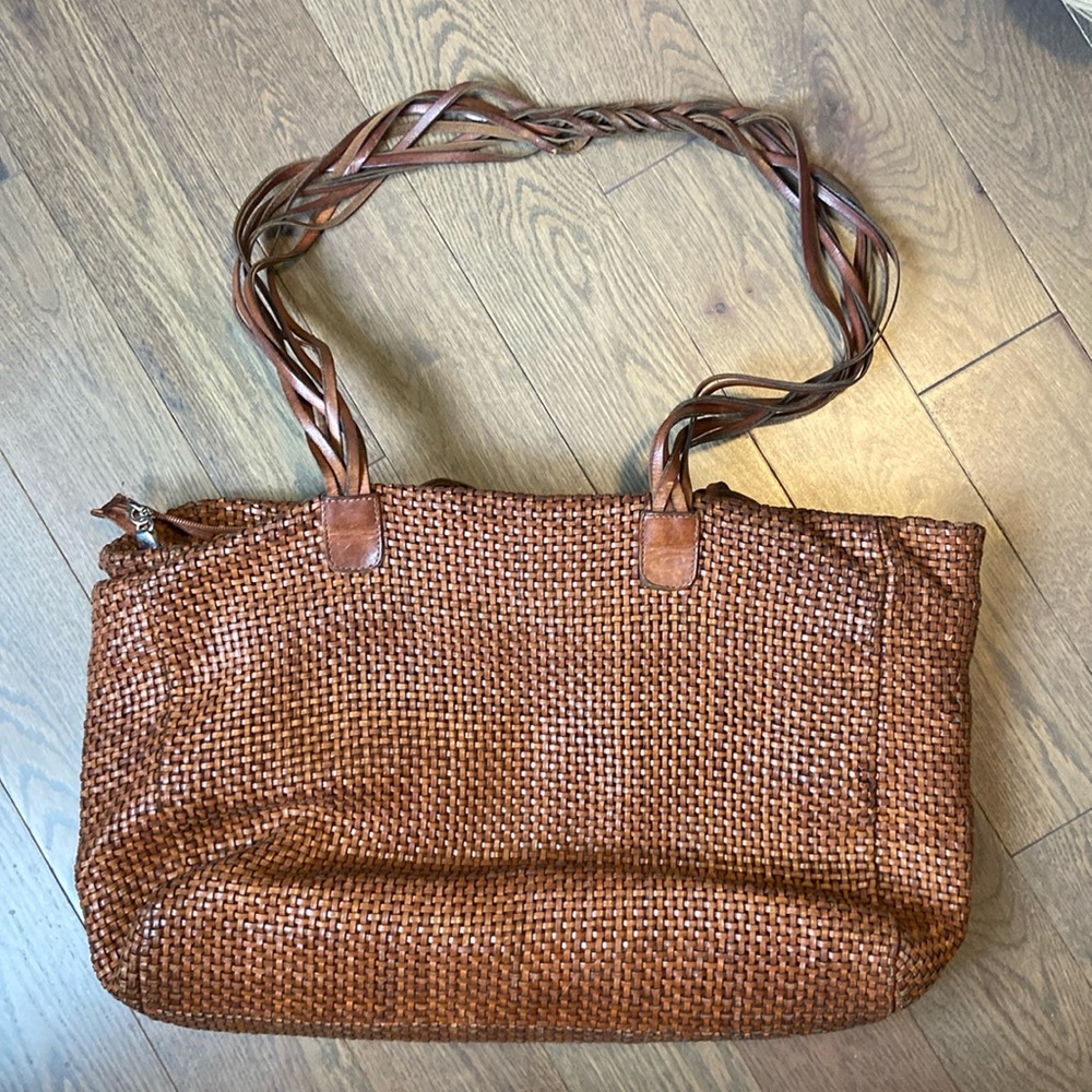 Stylish Basket Weave Brown Shoulder leather Purse - Perfect for Everyday Chic!